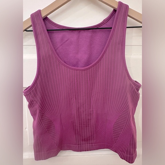 Lululemon Ebb to Street Cropped Tank Top Rib Map Vivid Plum / Vintage Plum Sz 10 - Picture 4 of 7